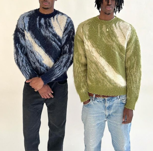 Pull en maille jacquard à col rond et manches longues pour homme, de haute qualité, personnalisé, en mohair, OEM ODM, tricot haut de gamme - Product Image 4