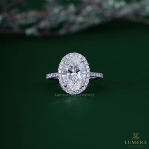 Anillo de Compromiso de Diamante Cultivado en Laboratorio para Mujer, Corte Ovalado, Diseño de Huevo de Paloma, Diamante Sintético de Lujo, Certificado IGI - Product Image 2