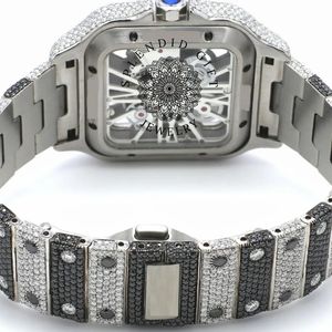 Reloj de Cuarzo de Lujo para Hombre y Mujer, con Moissanita, Caja Cuadrada Plateada de 39 mm, Movimiento Analógico ETA, Día/ Fecha, Cristal de Zafiro, Cierre Plegable - Product Image 3