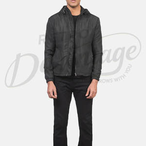 Chaqueta ligera con capucha para hombre, negra, informal, cortavientos, delgada, con cierre de cremallera, para primavera y otoño. - Product Image 4