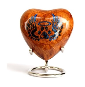 Classic Wooden Heart Shape <b>Memorial</b> Cremation <b>Keepsake</b> Urn Ash Holder Crafted With Fine Artistic Detailing Finish - Product Image 3