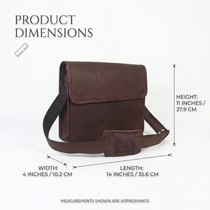 Genuine Leather Laptop Messenger Bag for Men Slim Crossbody Shoulder Bag with Flap, Lightweight Business Work Satchel for Office - Product Image 6