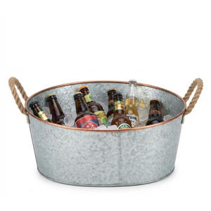 Bac à boissons en acier inoxydable et seau à vin galvanisé avec deux poignées, bac à glace métallique pour le refroidissement du champagne et de la bière, idéal pour les fêtes - Product Image 4