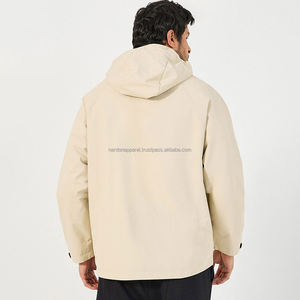 Vente en gros de vêtements Nardon, veste coupe-vent simple à logo personnalisé, veste coupe-vent à capuche zippée pour hommes - Product Image 2