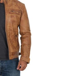Veste réversible en cuir de vache véritable pour homme, personnalisable en gros, écologique, chaude, marron, streetwear - Product Image 3