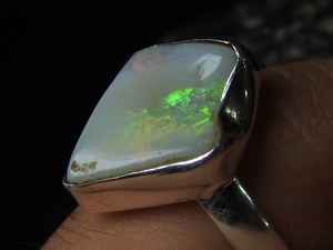 Opale australienne naturelle polie brute, sertie en argent, cadeau classique pour anniversaire, mariage, fête, pour elle, nouvelle arrivée - Product Image 5