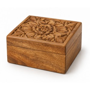 Caja de Madera de Mango Tallada a Mano para Joyas, Venta al Por Mayor |   Aqdus Saleem - Product Image 1