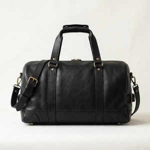 Bolsa de Viaje de Cuero Negra al por Mayor, Bolsa de Fin de Semana con Cierre de Cremallera de Gran Capacidad, Bolsa de Viaje Unisex de 24 Pulgadas, Proveedor OEM - Product Image 2