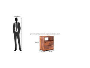 Sheesham Wood Bedside <b>Table</b> with 2 Drawers & Open Shelf Solid Wood Nightstand with Storage Drawers & Shelf Wooden Bedside <b>Table</b> - Product Image 4