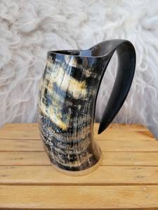 Mug en corne de buffle fait main, forme naturelle, thème animal sculpté, objet d'art de collection, artisanat buraq - Product Image 4