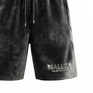 กางเกงขาสั้นลำลองผู้ชายพรีเมียมกำมะหยี่ แต่งโลโก้วิบวับ สไตล์ลำลองสำหรับฤดูร้อน สหรัฐอเมริกา ยุโรป กางเกงขาสั้น Maluza คุณภาพพรีเมียม ทรงเอลิท - Product Image 2