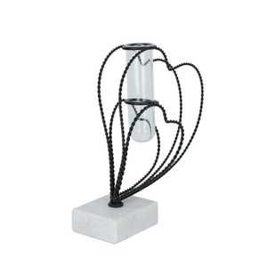 Jarrón de Mesa Moderno y Elegante de Metal Negro con Base de Mármol, 27.5 cm de Altura, para Agua, Centro de Mesa Decorativo - Product Image 4