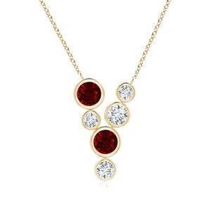 14K 18K Solid Gold Bezel-Set IGI Certified Scattered Red <b>Ruby</b> & Diamond Charm Pendant <b>Necklace</b> Handmade Fine Jewelry Pendant OEM - Product Image 1