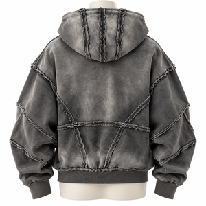 Sudadera con Capucha Oversize Lavada de Nuevo Diseño 2027, de Gran Venta, con Volantes y Manga Linterna, Estilo Pullover, Color Liso, Streetwear de Invierno, 100% Algodón - Product Image 4