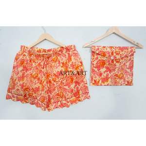 ชุดนอนผู้หญิงผ้าฝ้าย 100% ลายดอกไม้สวยงาม แขนสั้นแบบคิงการา ชุดนอนนุ่มสบายสำหรับคริสต์มาส - Product Image 4