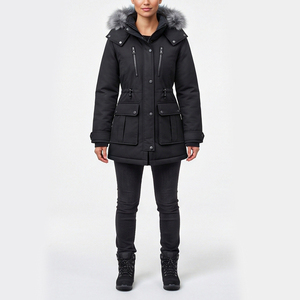 <b>Women's</b> Plus Size Solid Color Custom Logo Hooded Zipper Closure Thick Outdoor Casual Jacket Warm <b>Winter</b> <b>Parka</b> Jacket for <b>Women</b> - Product Image 2