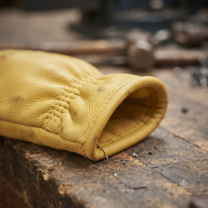 Customizable Quality Logo Workwear <b>Gloves</b> Sheep Grain Leather Industrial Safety Clothing Heat Resistance Elastic Wristlet 11 oz - Product Image 6