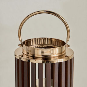 Venta al por Mayor de Portavelas de Metal y Madera de Acero Inoxidable, Faroles Redondos Hechos a Mano - Product Image 5