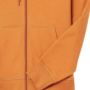 Sweat-shirt à capuche zippé pour homme, couleur orange, coupe classique, style décontracté, couleur unie, en coton tricoté, pour l'automne - Product Image 5