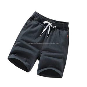 Novedad de verano, pantalones cortos informales de poliéster para hombre, cintura elástica, transpirables, ligeros, sueltos, de cinco puntos, pantalones de playa para hombre - Product Image 2