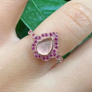 Bague en argent 925 plaqué or 18 carats, 6x8mm, avec sertissage CZ, design floral, forme goutte d'eau, pour lait maternel, à personnaliser, bijou souvenir DIY - Product Image 2