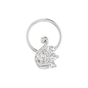 AJRETAIL Bijou de nez élégant et ethnique pour femme, en or 14 carats, motif floral avec diamant naturel de 0,08 ct - Product Image 3