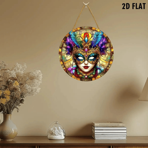 CIFbuy Máscara Colgante de Acrílico de Carnaval con Diseño de Plumas Coloridas y Piedras Preciosas para Decoración Interior y Exterior, TikTok para Temu Pick Party - Product Image 5