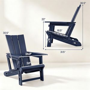 Sedia Adirondack Blu in HDPE Resistente alle Intemperie con Portabicchieri Ergonomica Capacità 330LBS per Uso Esterno - Product Image 4