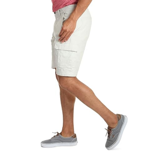 Custom Canvas Material <b>Men</b> Cargo <b>Shorts</b> Six Flap Pockets Tough Heavy Quality White Cream Neat Knee Length <b>Bermuda</b> <b>Shorts</b> - Product Image 2