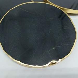 Posavasos de Ágata Negra Natural al por Mayor con Borde Dorado, Piedra Redonda Pulida, Decoración para el Hogar, Regalos, Uso al por Mayor, Feng Shui, Duraderos - Product Image 5
