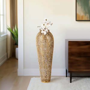 Jarrón de Mesa Estilo Costero Hecho a Mano de Aluminio para Decoración del Hogar, Bodas, Ecológico, Resistente al Óxido, Jarrón Dorado para Flores a Precio Económico - Product Image 3