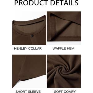 2025, camisetas Waffle Henley para hombre, camiseta informal de manga corta con cuello redondo, camisetas de entrenamiento de playa de verano comprimidas sólidas, pantalla - Product Image 2