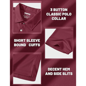 Chemise de golf décontractée pour homme à manches courtes, 3 boutons, tricotée, imprimée, avec poche, séchage rapide, anti-plis, pour l'extérieur - Product Image 6