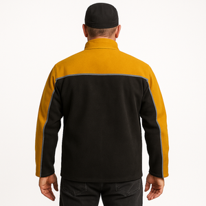 Veste de travail noire et moutarde avec col montant et fermeture boutonnée pour usage industriel - Product Image 3
