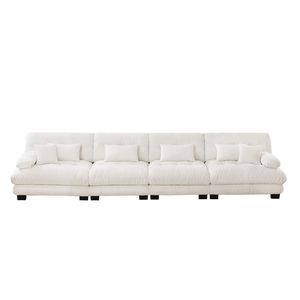 Divano Modulare a 4 Posti in Ciniglia, Comodo Divano con Seduta Profonda per Soggiorno, Appartamento o Studio - Product Image 6