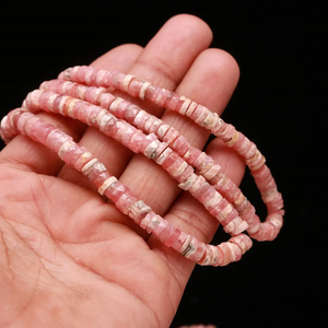 ลูกปัดหินอัญมณีธรรมชาติขนาด6มม. และรูปทรงล้อ AAA rhodochrosite ขนาด16นิ้ว - Product Image 2