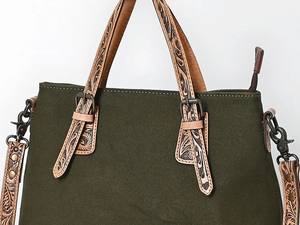 Green <b>Canvas</b> Tote <b>Bag</b> Women Western Two Shoulder Handbag <b>Crossbody</b> Purse Vintage Boho Fashion Water Resistant - Product Image 5
