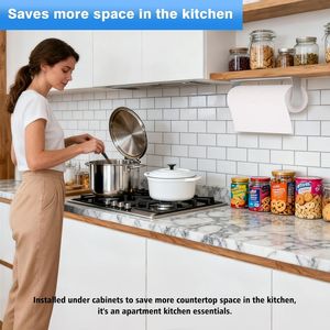 Portarotolo da Cucina in Acciaio Inox Argento Adesivo da Parete Sotto il Bancone, Supporto Sottopensile - Product Image 3