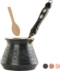 Cafetière turque ronde avec long manche, design traditionnel pour outils à café et à thé - Product Image 5