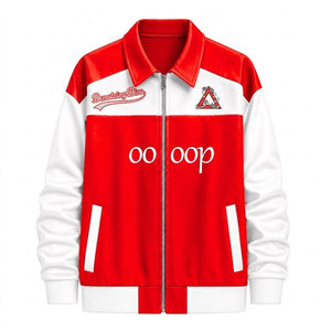 Delta | Sigma | Theta Sorority Varsity <b>Jacket</b> Red & White Patch Embroidery Color Block Zipper Front Logo Women <b>Baseball</b> <b>Jacket</b> - Product Image 1