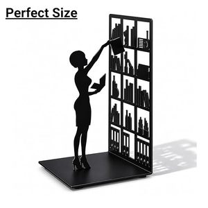 Creative Metal <b>Bookend</b> With Woman Silhouette Design For Desk Storage Organization - Product Image 2