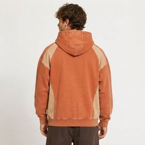 Custom Mens Color Block Hoodie Oversized Heavyweight Cotton Fleece Streetwear Pullover Patchwork Hooded Sweatshirt Manufacturer - Product Image 4