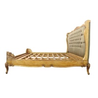 Cadre de lit king-size capitonné doré, lit queen-size en bois sculpté à la main pour ensembles de meubles de chambre à coucher antiques et meubles d'hôtel