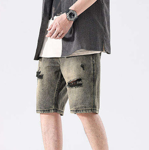 Shorts en jean Y2K personnalisés pour hommes, style streetwear, longueur genou, avec ceinture, séchage rapide, respirants, coupe ample, vente en gros OEM - Product Image 3