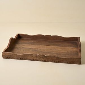 Unique Modern Natural Wood Rectangular Serving <b>Tray</b> <b>Handles</b> Eco-Friendly Dishwasher Safe for Home Hotels Tabletop Use - Product Image 5