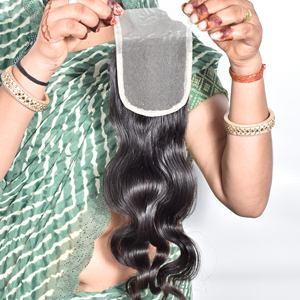 Unprocessed 4*4 Closure Manufactures 100% Indian Cuticle Aligned Weaving Temple Processing None <b>Human</b> <b>Hair</b> <b>Extensions</b> - Product Image 2