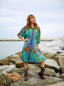Women's Plus Size Straight Maxi Casual Dress Tie-Dye <b>Kaftan</b> Swimwear Cover <b>Summer</b> Beach Boho Abaya Natural Slit Design Tassel - Product Image 4