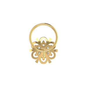 0.09 Carat Natural Diamond Round Brilliant Cut Flower Ethnic 14K Gold Nose Pin HI Color VS-SI Clarity Fine Body Jewelry - Product Image 1