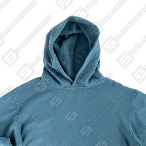 Unisex Teal Blue Hoodie Classic Solid Color Minimalist Streetwear Pullover 100% Cotton Fleece Loose Fit <b>Hip</b> Hop Everyday Comfort - Product Image 3