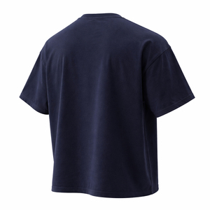 T-shirt à manches courtes pour homme, bleu marine, col rond, coupe classique, couleur unie, jersey de coton, vêtements décontractés - Product Image 2
